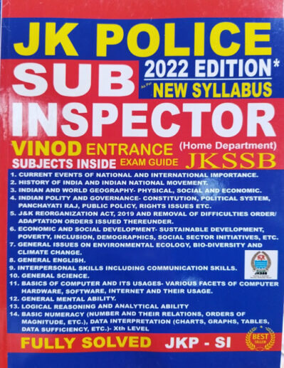 Vinod JKSSB J&K Police Sub-Inspector Entrance Examination Guide 2022