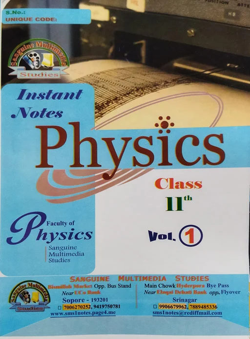 Instant Notes - Physics Class 11th 2 Volumes