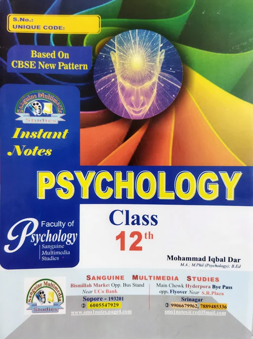 Instant Notes Psychology Class 12th